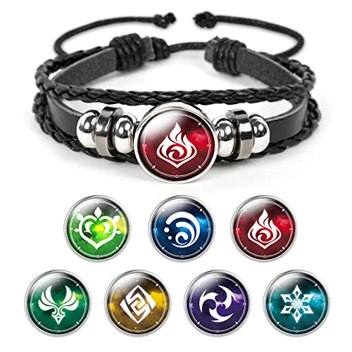 Aucuu Genshin Impact Armband Unisex, Peripherie Spielelement Abzeichen Armband, Verstellbares Leuchtendes Armband, Spiel Fan Cosplay Armband Geschenk (1 Armband + 7 Stück Ersatzperlen) von Aucuu