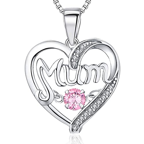 Aucuu Mom Halskette, 925 Sterling Silber Halsschmuck, Herz Zirkon Halskette, Kristall Anhänger Halskette, mit Flanellbeutel und Geschenk Box, Muttertagsgeschenk Geschenk Geburtstagsgeschenk von Aucuu