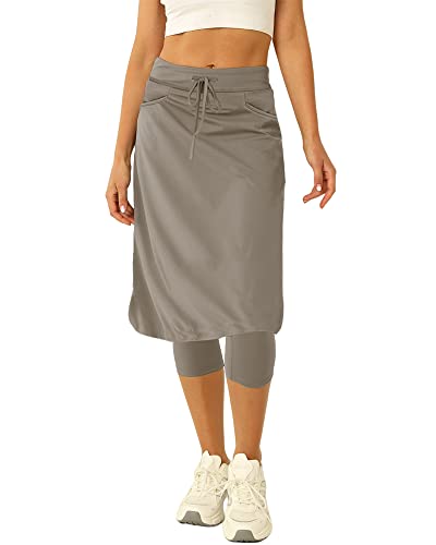 Damen Tennisrock mit integrierten Leggings, 50,8 cm, knielang, mit Taschen, grau, Groß von Aurgelmir