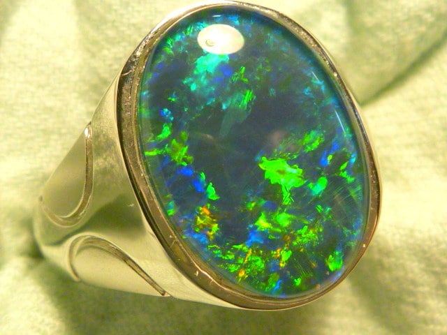 Herren Opal Ring Sterling Silber, Natürlicher Triplet. 18x13 Mm Oval. Artikel 170054 von AussieGemOpals