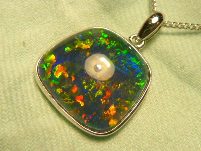 Opal Anhänger Sterling Silber 17 X 15 Mm Free Form "A Grade" Triplet Artikel 170735 von AussieGemOpals