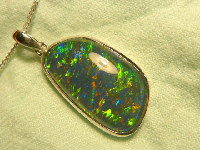 Opal Anhänger Sterling Silber 21 X 13 Mm Free Form "A Grade" Triplet Artikel 170753 von AussieGemOpals