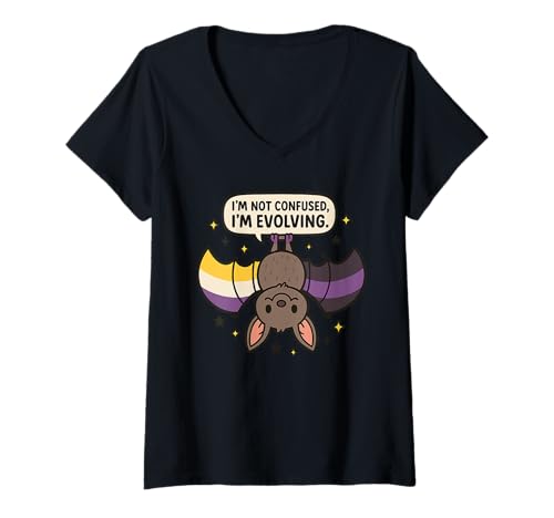 Damen Niedliche Fledermaus mit Sternenflügeln und ermächtigender Botschaft T-Shirt mit V-Ausschnitt Damen Niedliche Fledermaus mit Sternenflügeln und ermächtigender Botschaft T-Shirt mit V-Ausschnitt von Authentically You Creatures