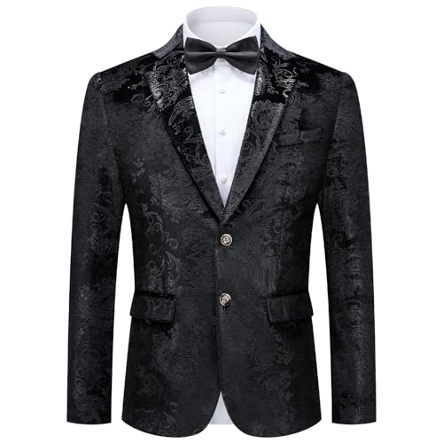 Autsel Sakko Herren Pailletten Glitzer Party Blazer für Herren Slim Fit Hochzeit Smokingjacke Jacquard Anzugjacke Casual Schwarz L Autsel Sakko Herren Pailletten Glitzer Party Blazer für Herren Slim Fit Hochzeit Smokingjacke Jacquard Anzugjacke Casual Schwarz L von Autsel