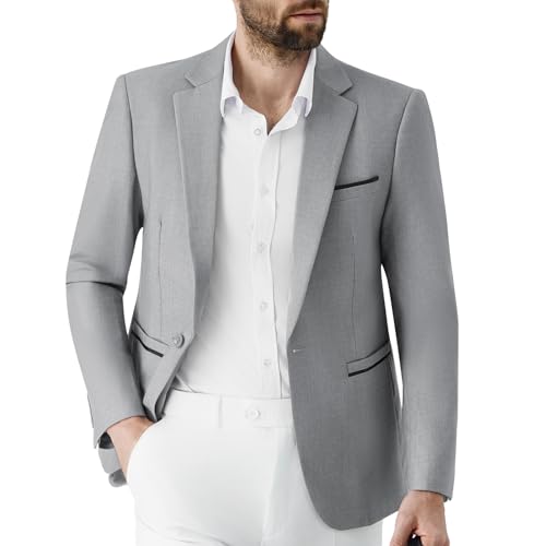 Autsel Sakko Herren Sportlich Slim Fit Herren Anzugjacke Hochzeit Blazer Business EIN Knopf für Freizeit Hellgrau L Autsel Sakko Herren Sportlich Slim Fit Herren Anzugjacke Hochzeit Blazer Business EIN Knopf für Freizeit Hellgrau L von Autsel