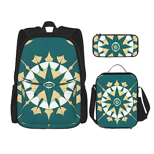 AvImYa Rucksack + Federmäppchen + Lunch-Tasche + Lunch-Tasche Kombination Schultaschen Büchertasche Mädchen Jungen Kinder Studenten Leicht Langlebig Exotischer Stil Floral, Schwarz , Einheitsgröße von AvImYa