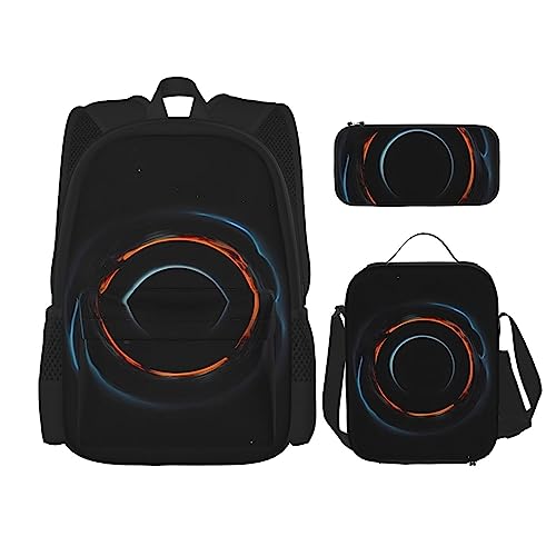 AvImYa Rucksack + Federmäppchen + Lunch-Tasche + Lunch-Tasche Kombination Schultaschen Büchertasche Mädchen Jungen Kinder Studenten Leicht Langlebig Geheimnisvolle Kosmische Schwarze Löcher, Schwarz , von AvImYa