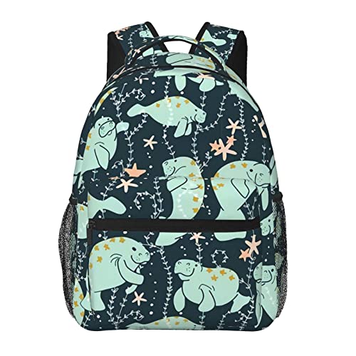 Manatee Animals Calf Simple Modern Casual Backpack For School Boys Girls College School Bag Daypack Medium Gifts (29*20*40 Cm), Schwarz , One size von AvImYa