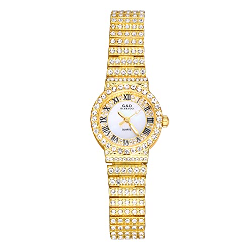 Avaner Armbanduhr Damen Uhr mit römische Ziffern&voll Diamant Gehäuse Damen Armbanduhr mit abnehmbares Armband Analog Quarzuhr für Frauen von Avaner