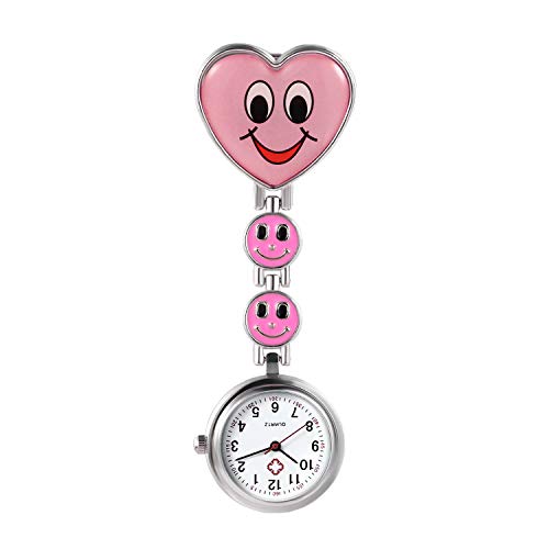 Avaner Krankenschwesteruhr Lächelndes Gesicht Design Pflegeruhr FOB Analog Taschenuhr Quarzwerk Pulsuhr Ansteckuhr Unisex Schwesternuhren mit Pin/Clip für Arzt Doktor Medical von Avaner