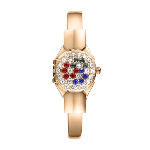 Avaner Uhr Damen Gold Edelstein: Damenuhr mit Manschettenknöpfen Glänzende Armbanduhr Analoges Uhrwerk Offene Uhr für Frauen von Avaner