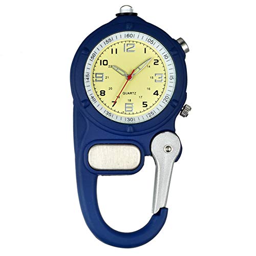 Avaner Taschenuhr mit Karabiner Karabineruhr Rucksack Schnalle Uhr mit Leuchtzeiger und Notfall Kleine Taschenlampe Unisex FOB Analog Quarzwerk Uhr für Klettern Sport von Avaner