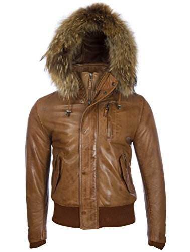 Aviatrix Herren Hochwertig Echtes Leder Mode Jacke Mit Abnehmbare Kapuze (QS6C) von Aviatrix