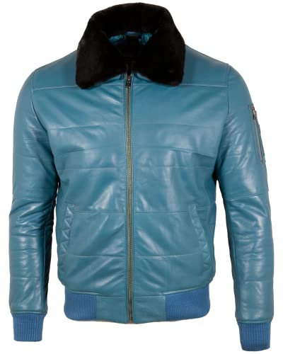 Aviatrix Herrenjacke aus echtem Leder, Piloten-Aviator (ZADV) - Denim Blau, Denim Blau, XXXL von Aviatrix