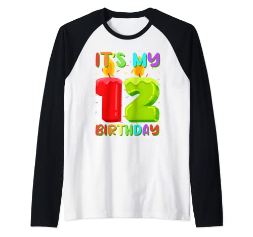 Kerze zum 12. Geburtstag zum 12. Geburtstag, 12. Geburtstag, Kerze Raglan von Awesome Birthday Apparel Collection for Boys Girls