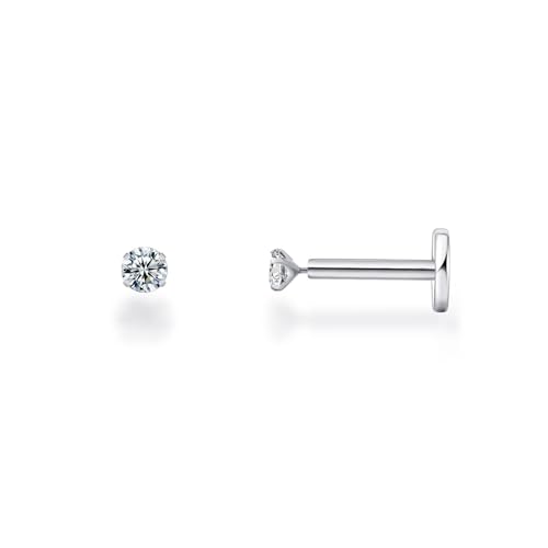 925 Sterling Silber Tragus Helix Piercing Schmuck, Knorpelohrringe für Frauen, flache Rückseite kleine Diamant Ohrstecker für empfindliche Ohren von Awesomeapex