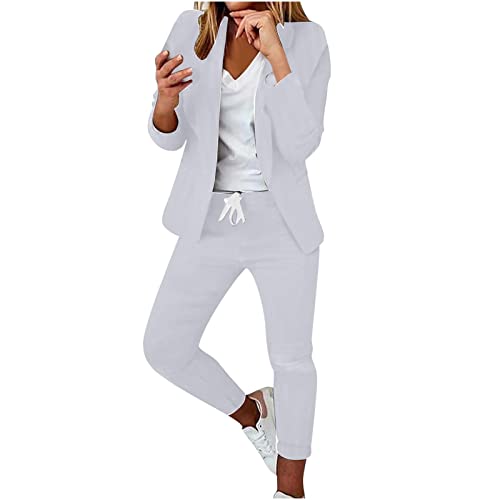 Awrvia Angebote des Tages Heute Blazer Damen Elegant Hosenanzüge Sportlich 2-teilig Anzugjacke Einfarbig Anzug Set Slimfit Mode Damenanzug Festlich Longblazer Oversize Freizeitmantel Business von Awrvia