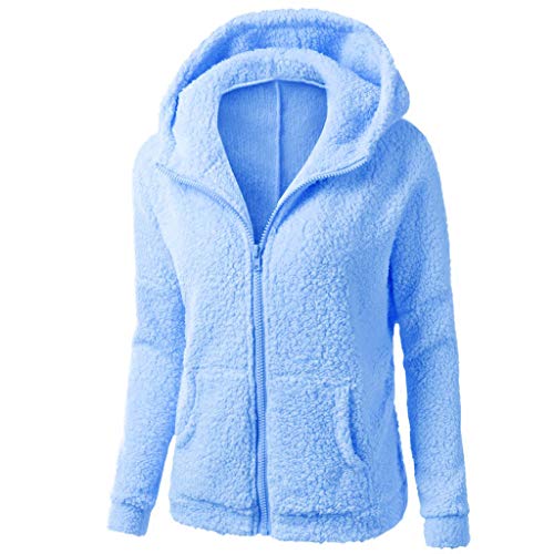 Awrvia Fleecejacke Damen Teddy Plüschjacke mit Kapuze Fellmantel Warm Übergangsjacke mit Reißverschluss Plüschmantel Lässige Langarm Jacken Casual Einfarbig Mantel Bequeme Basic Wintermantel von Awrvia