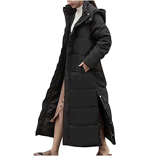 Awrvia angebot des tages Steppjacke Damen Warmer Elegant Winterjacke Einfarbig Winterparka Daunenjacke Baumwolle Lang Pufferjacke Casual Outdoor Fleecejacke mit Kapuze Wintermantel von Awrvia