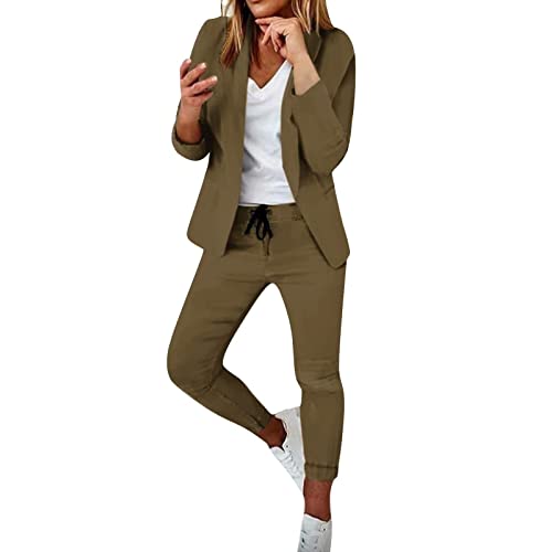 Awrvia blitzangebote des Tages Damen Blazer Sportlich Elegant Hosenanzug Business Anzug Set Zweiteiliger Formal Anzugjacke Slim Fit Hose Revers Büro Outfits Mode 2 Stück Jacke Festlich Mantel von Awrvia