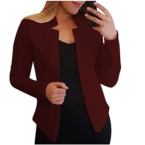 Blazer für Damen Kurze Büro Jacke Sportlich Modern Anzüge Bolero Langarm Oberteil Elegant Revers Mantel Einfarbig Slim Fit Sakko Geschäft Freizeitmantel Wärmer Festliche Outwear von Awrvia