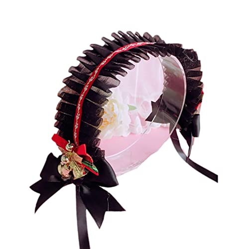 Damen-Spitzen-Stirnband, Schleifen, Haarbänder mit Glöckchen für Katzenohren, Kopfbedeckung, Dienstmädchen-Haar-Accessoires, Jungen-Glocken-Kopfschmuck von Awydky