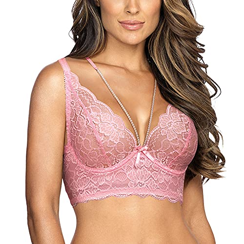 Axami Dame Halbkorsett Spitze Sterifen Sexy Träger Schleife V-9761, Pink,75C von Axami