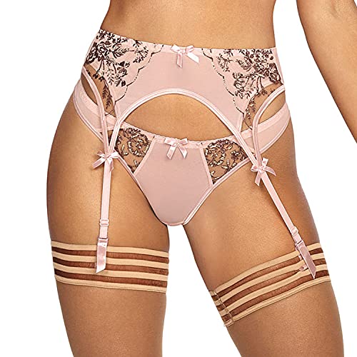 Axami Dame Strumpfhalter Dessous Geblümt Sinnlich Strapsen V-9522, Pink,S von Axami