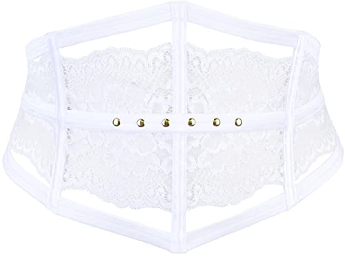 Axami weißer Garter Belt mit goldfarbenen Nieten S von Axami