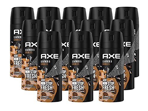 AXE Bodyspray Leather & Cookies im 12er Set, Deo Deospray Deodorant Body Spray Herren Männer Men 12x 150ml, Männerdeo ohne Aluminium (12 Produkte) von Axe