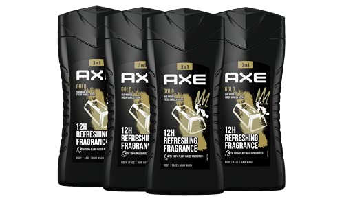 Axe Gold 3in1 Duschgel Herren 4er Pack dermatologisch getestet 12h angenehmer Duft auf Pflanzenbasis (4 x 250 ml) von Axe