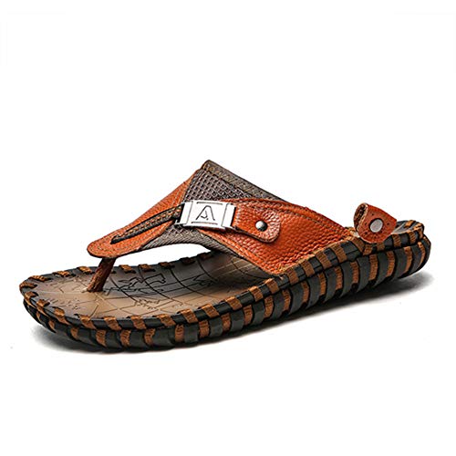 Ayqyc Flip Flops Herren Sandalen Sommer Leder Strandschuhe Outdoor Hausschuhe Gr.38-48 von Ayqyc