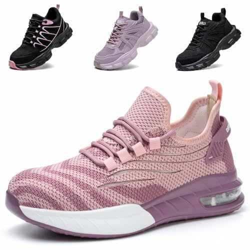 Ayqyc Sicherheitsschuhe Arbeitsschuhe Damen Leicht Stahlkappenschuhe Sportliche Atmungsaktiv rutschfeste Schutzschuhe Pink EU 36 von Ayqyc