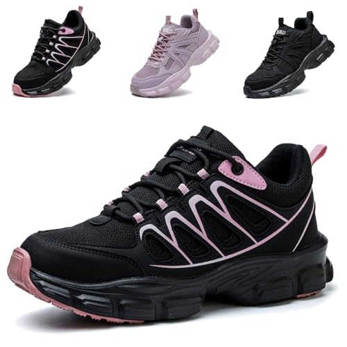 Ayqyc Sicherheitsschuhe Arbeitsschuhe Damen Leicht Stahlkappenschuhe Sportliche Atmungsaktiv rutschfeste Schutzschuhe Schwarz Rosa EU 37 von Ayqyc