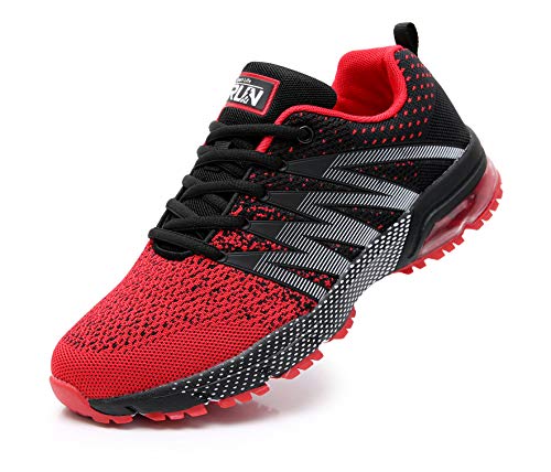 Azooken Herren Damen Sportschuhe Laufschuhe Turnschuhe Sneakers Leichte Fitness Mesh Air Sneaker Straßenlaufschuhe Outdoor(8995 Red39) von Azooken