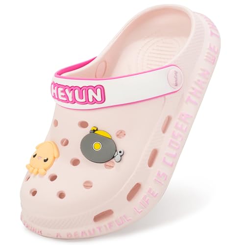 Azooken Unisex Kinder Clogs Gartenschuhe Pantoffeln Sandalen Gartenclogs Badeschuhe Strand Hausschuhe Jungen Mädchen(1823-Pink24) von Azooken