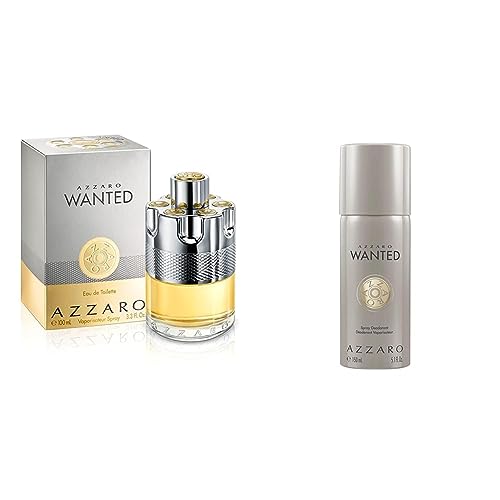 Azzaro Wanted Parfüm für Herren | Eau de Toilette Spray | Langanhaltend | Holzig-würziger Männer Duft | 100ML + Azzaro Wanted Deodorant Herren| 24h Frischegefühl| ohne Aluminium| 150ml von Azzaro