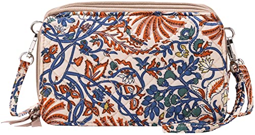 B BRENTANO Damen Brentano Doppel-Reißverschluss Crossbody Geldbörse, Boho Chrysanths von B BRENTANO