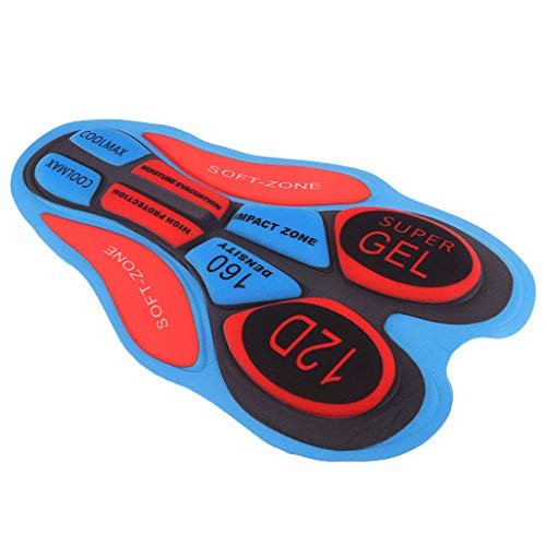 B Baosity Atmungsaktiv Gel-Polster 3D Pad Gel-Polsterung für Radhose Radlerhose Fahrradhose Fahrradbekleidung Kissen - 12D Rot Blau von B Baosity