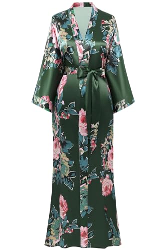 BABEYOND Damen Morgenmantel Maxi Lang Satin Sommer Kimono Blumen Muster Gedruckt Bademantel Kimono Strickjacke Damen Lange Robe Blumen Schlafmantel Girl Pajama Party BABEYOND Damen Morgenmantel Maxi Lang Satin Sommer Kimono Blumen Muster Gedruckt Bademantel Kimono Strickjacke Damen Lange Robe Blumen Schlafmantel Girl Pajama Party von BABEYOND