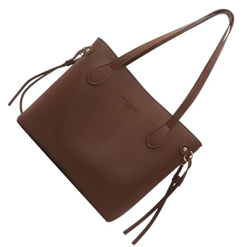 BABYVIVA Damentasche für Damen, große Kapazität, Umhängetasche, modische PU-Leder-Handtaschen, Studenten, Schultasche, Einkaufen, Dating, Tasche für Reisen, dunkelbraun, As shown in the picture (1-3cm von BABYVIVA