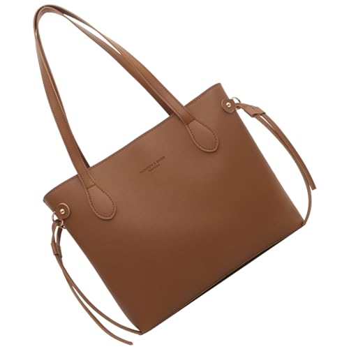 BABYVIVA Damentasche für Damen, große Kapazität, Umhängetasche, modische PU-Leder-Handtaschen, Studenten, Schultasche, Einkaufen, Dating, Tasche für Reisen, hellbraun, As shown in the picture (1-3cm von BABYVIVA