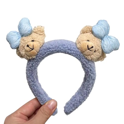 BABYVIVA Haarband Cartoon Plüsch Haarreif Pelzschleife Bär Stirnband Neujahr Party Kopfschmuck Mädchen Gesicht Waschen Stirnband Kinder Lustiger Kopfschmuck von BABYVIVA