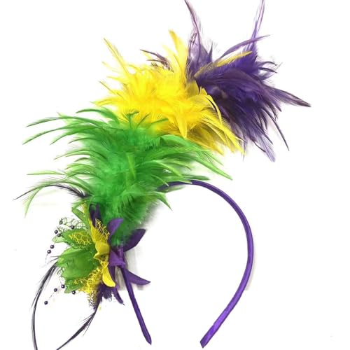 BABYVIVA Haarband Feder Stirnband Fascinator Stirnband Cosplay Haarreifen 1920er Stil Kopfschmuck Vintage Feder Haarschmuck für Frauen von BABYVIVA