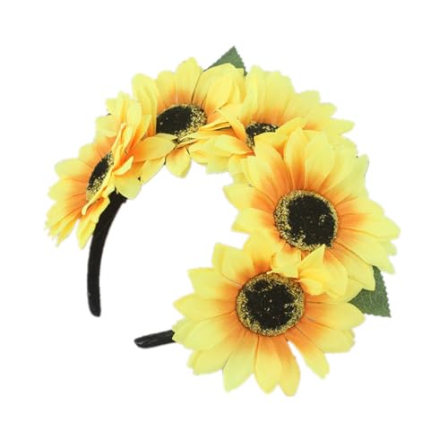 BABYVIVA Haarband Realistische Sonnenblume Form Stirnband für Mädchen Einstellbar Ethno Stil Haarreifen Karneval Party Mädchen Haarschmuck von BABYVIVA