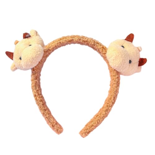 BABYVIVA Haarband aus künstlicher Lammwolle, niedlicher 3D-Plüsch, Kuh, Nieten, Tier-Stirnband, Kopfschmuck, flauschiges pelziges Make-up, Haarband für Damen und Mädchen von BABYVIVA