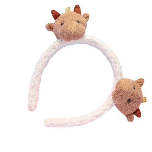 BABYVIVA Haarband aus künstlicher Lammwolle, niedlicher 3D-Plüsch, Kuh, Nieten, Tier-Stirnband, Kopfschmuck, flauschiges pelziges Make-up, Haarband für Damen und Mädchen von BABYVIVA