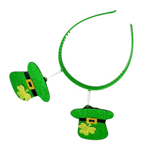 BABYVIVA Haarband für Erwachsene, irisches Kleeblatt/Mini-Hut, Haarband mit Pailletten, Glitzer-Puder, St. Patrick's Day, Stirnband, Karneval, Haarreifen von BABYVIVA