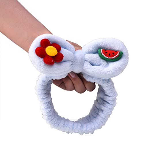 BABYVIVA Haarring, elastisch, pelzig, Plüschschleifen für Kopfwickel, Schleife, Stirnbänder, Make-up, Kopfbedeckung, niedliche Blume, Wassermelone von BABYVIVA