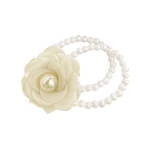 BABYVIVA Haarring Blume Haargummis für Frauen Blume Haargummi Armband Blume Pferdeschwanz Halter Perle Haargummi Elastische Perle Handgelenk Band von BABYVIVA